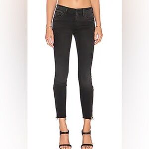 Mother Looker zip fray‎ Jeans shade wait until dark black size US 25